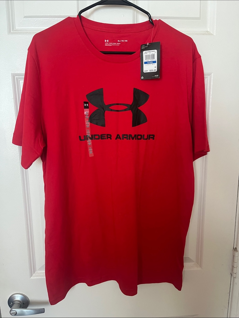 Under Armour Men's Red Short-Sleeve Shirt with Black Logo